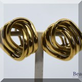 J008. 18K yellow gold large triple hoop earrings. 1” X 1” - $825 